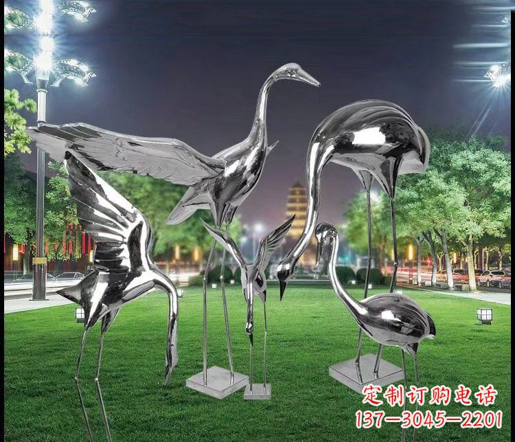 贵州大型不锈钢仙鹤雕塑