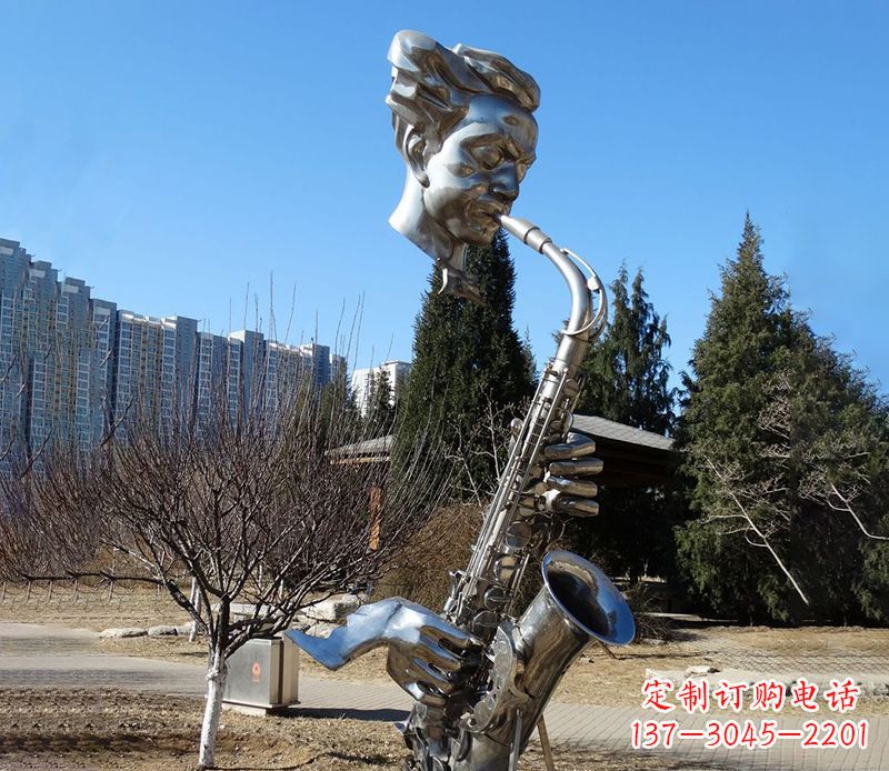 贵州纪念性不锈钢萨克斯头像雕塑
