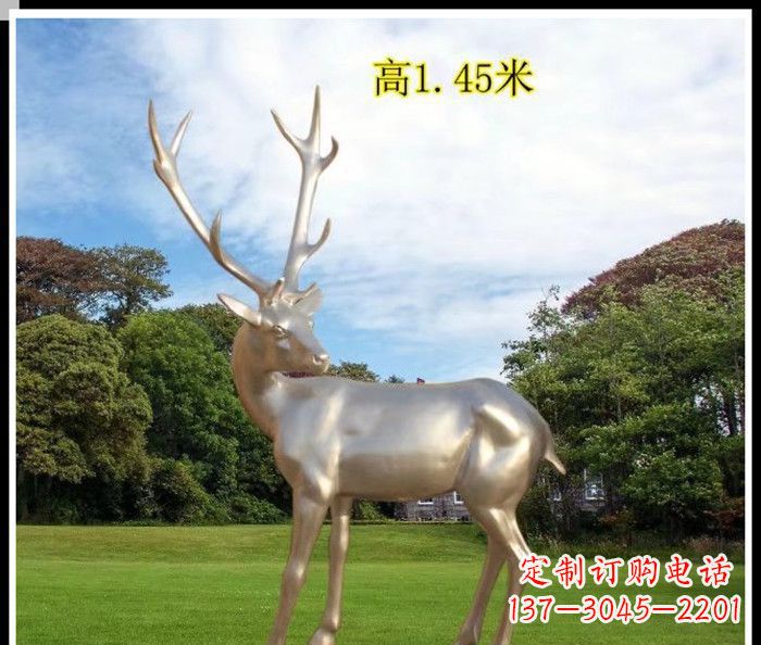 贵州高端室外不锈钢巨型动物鹿雕塑