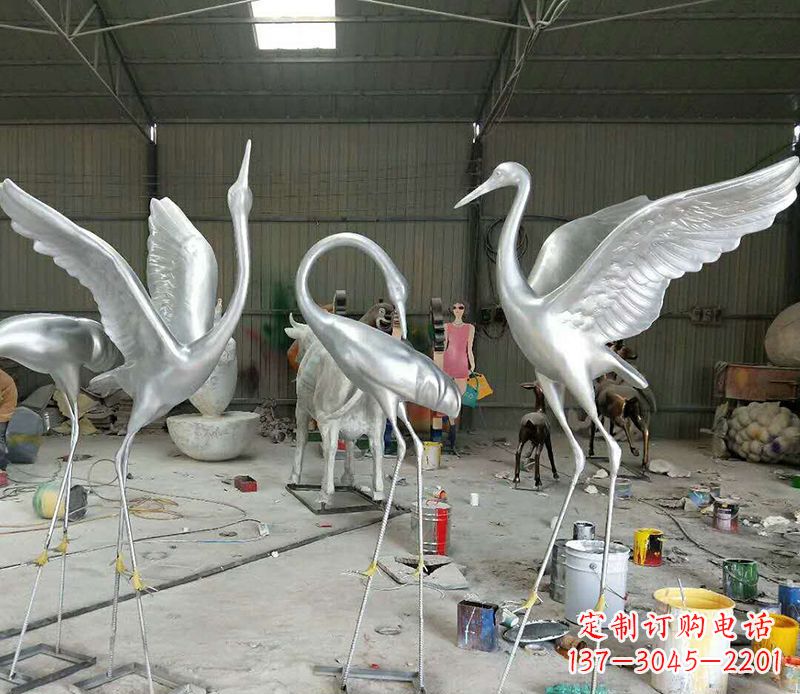 贵州艺术雕刻仙鹤不锈钢雕塑