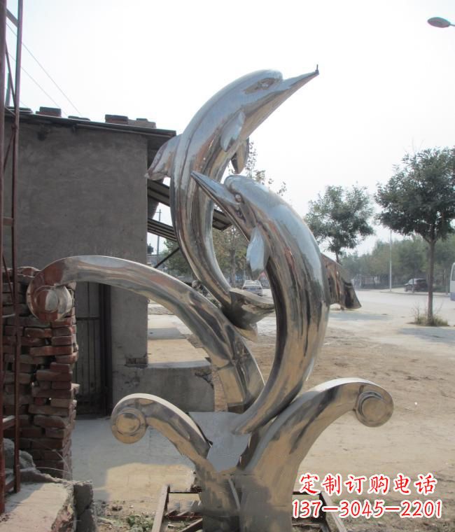 贵州倾情展示——室外可靠不锈钢海豚雕塑