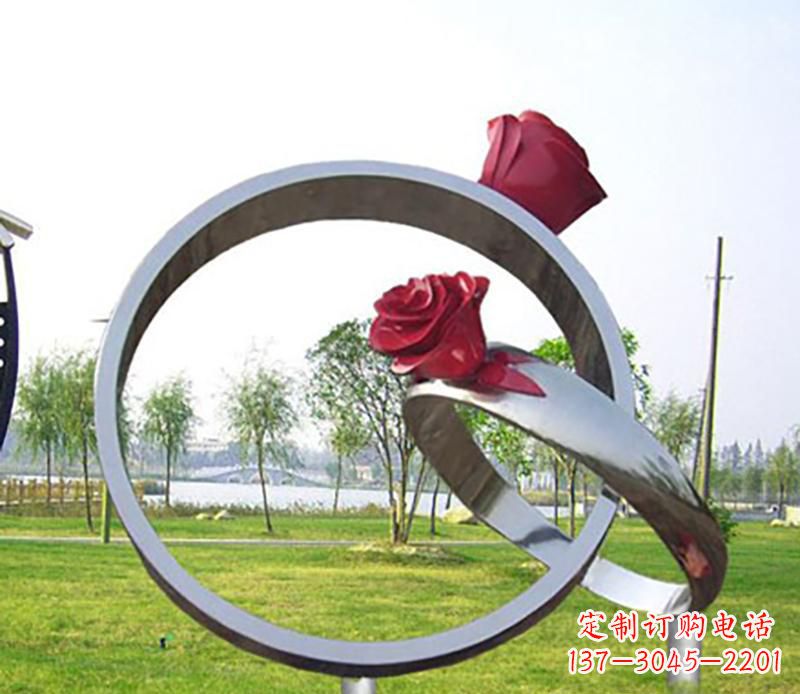贵州不锈钢景观婚戒雕塑