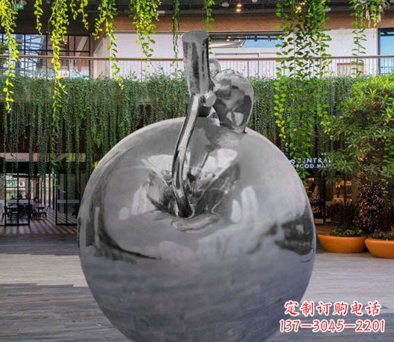 贵州公园时尚不锈钢镜面苹果雕塑