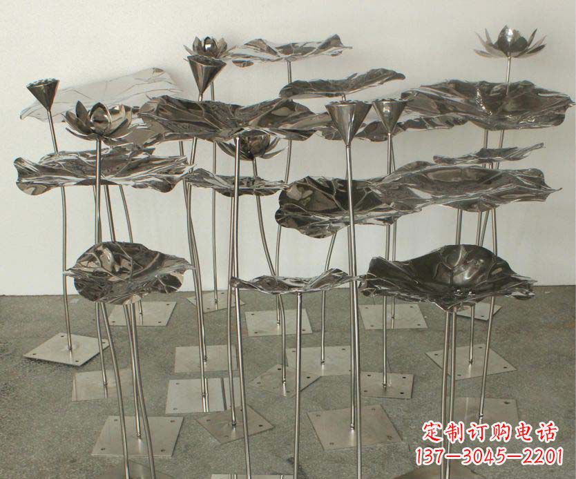 贵州精美装饰不锈钢莲叶雕塑
