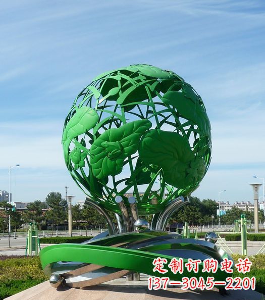 贵州不锈钢镂空荷叶青蛙雕塑