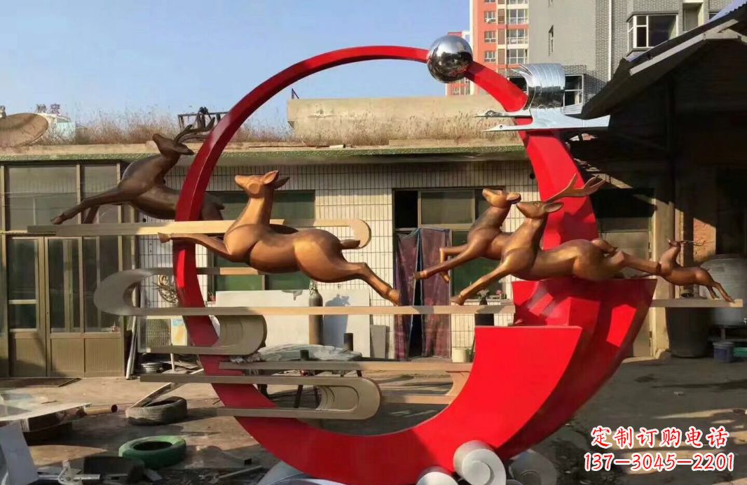 贵州高端不锈钢梅花鹿雕塑