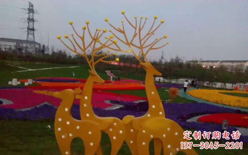 贵州不锈钢美陈动物鹿雕塑