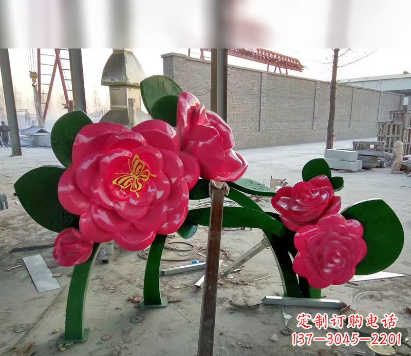 贵州中领雕塑花朵般精美的不锈钢牡丹雕塑