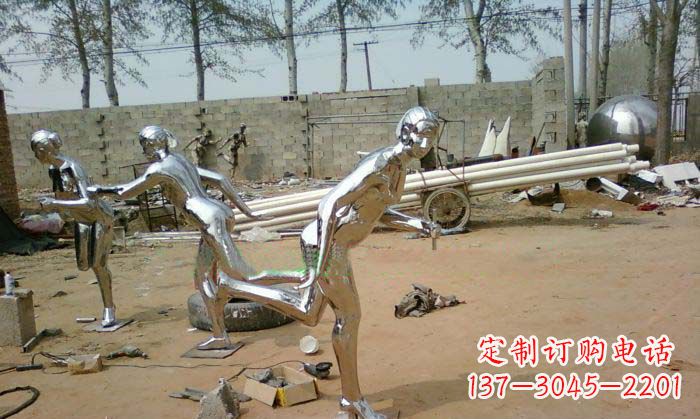 贵州精致美丽的不锈钢跑步女孩雕塑
