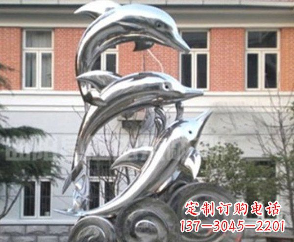 贵州跳跃海豚海浪不锈钢雕塑
