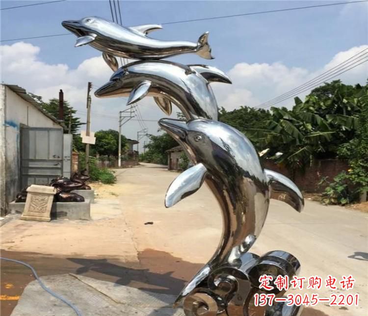 贵州冲浪海豚不锈钢雕塑