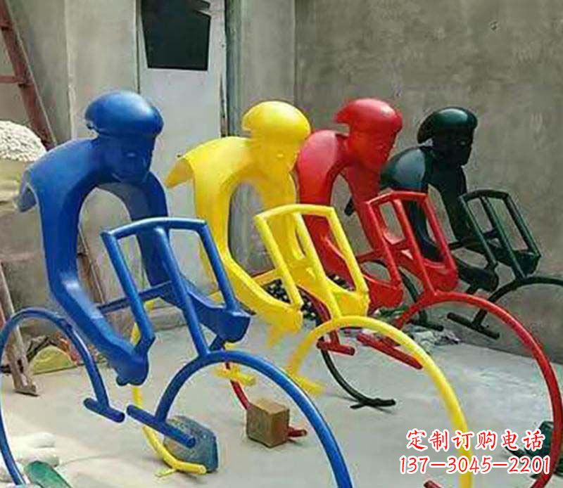 贵州不锈钢自行车运动人物景观雕塑