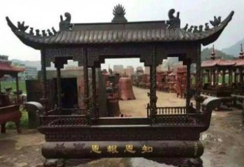 贵州精美方形寺庙铜香炉雕塑