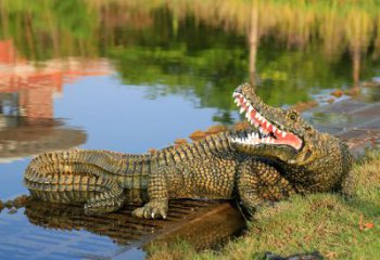 贵州金钱鳄鱼雕塑改善湿地公园水景的绝佳装饰