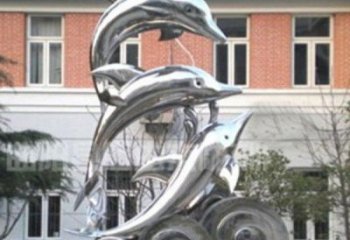 贵州跳跃海豚海浪不锈钢雕塑