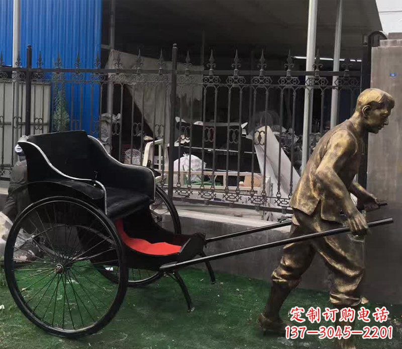 贵州欣赏精美的手工雕刻车夫青铜雕塑