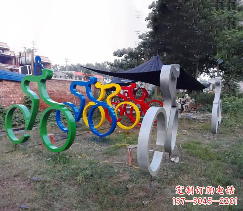 贵州抽象不锈钢自行车雕塑