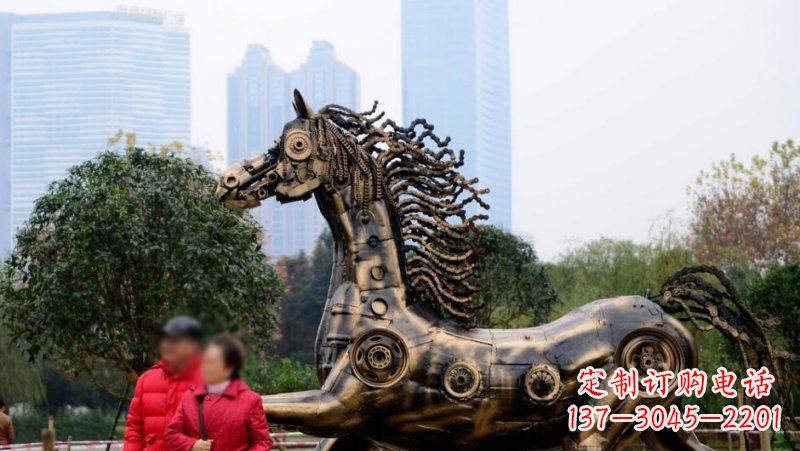 贵州公园抽象机械马动物铜雕