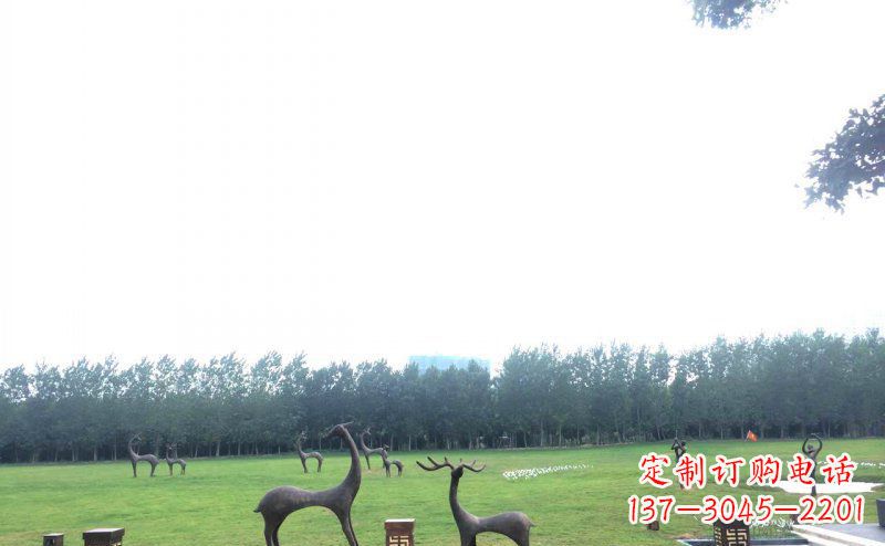 贵州公园抽象小鹿动物铜雕 (2)