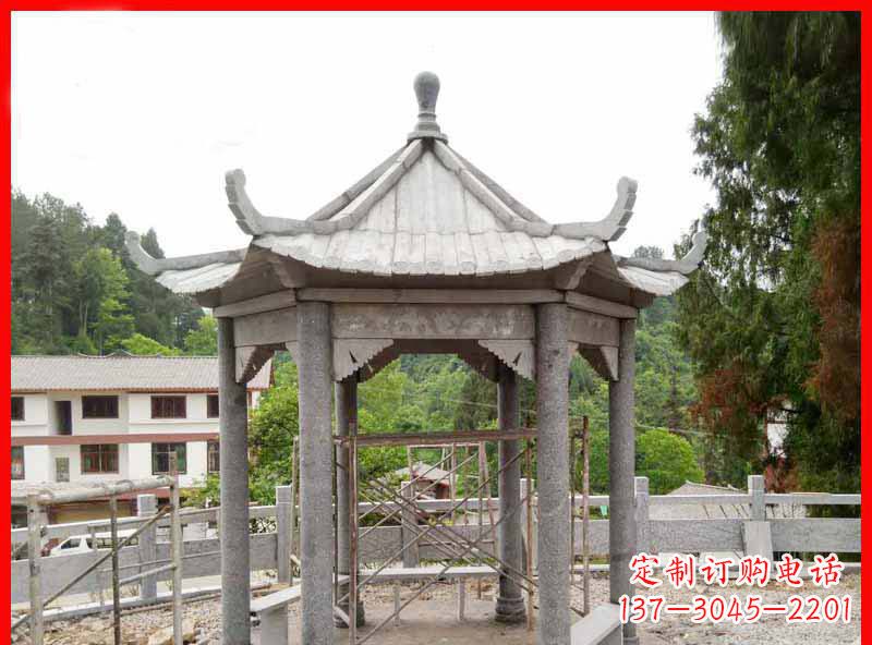 贵州精美大理石六角石凉亭雕塑