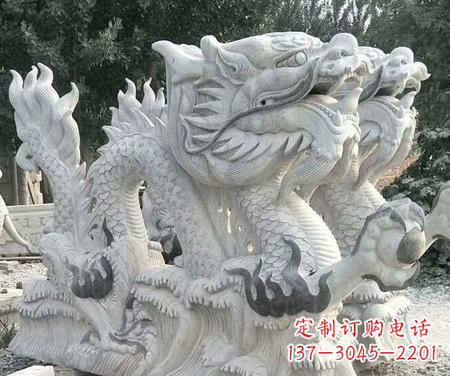 贵州优雅古典大理石生肖龙雕塑