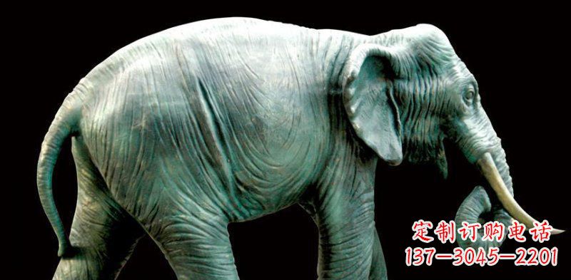 贵州公园大象动物铜雕 (3)