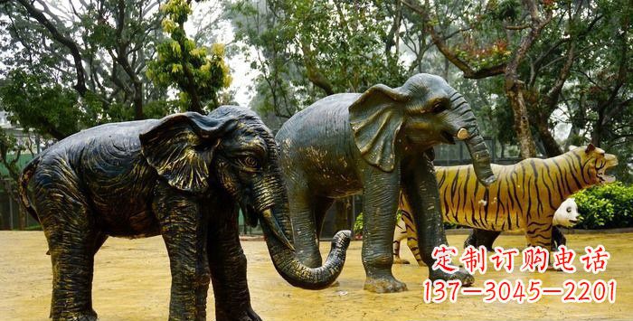 贵州公园大象动物铜雕_1