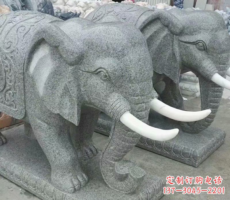 贵州公园动物大理石大象石雕 (6)