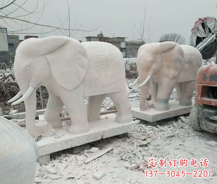 贵州公园动物大象石雕 (5)