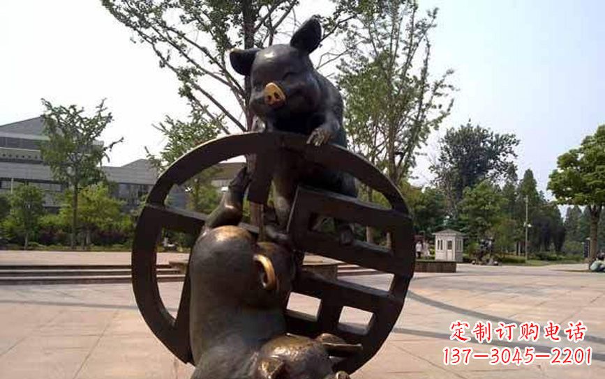 贵州中领雕塑——动物猪铜雕