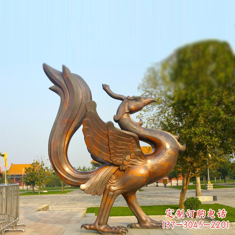 贵州纯铜铸造的四灵之朱雀雕塑
