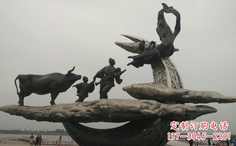 贵州非凡爱恋不锈钢牛郎织女雕塑