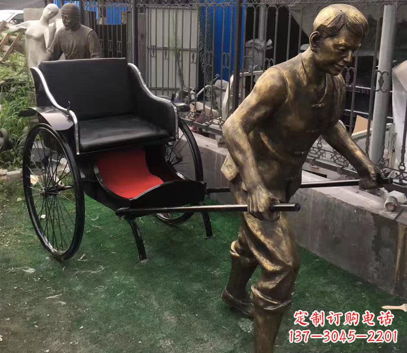 贵州精美铜雕车夫人物雕塑