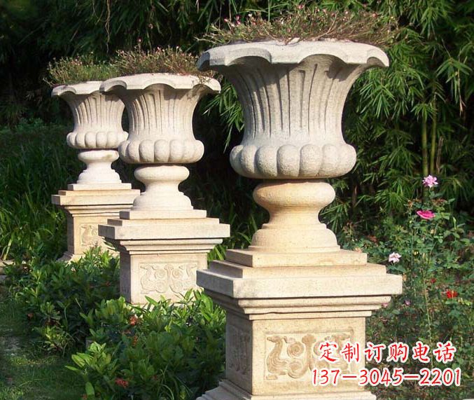 贵州高质量大理石花盆石雕