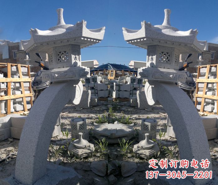 贵州精美大理石镂空石灯雕塑