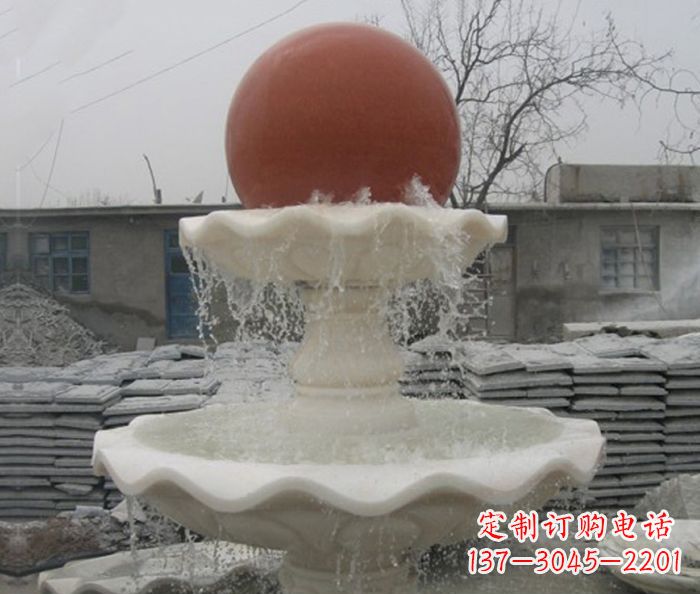 贵州公园景观汉白玉风水球喷泉石雕