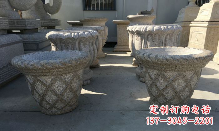 贵州花篮式花盆石雕