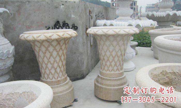 贵州花篮式石雕镂空花盆