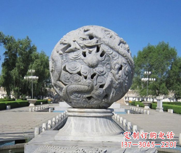 贵州公园景观龙浮雕球喷泉石雕