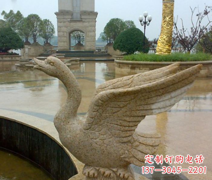 贵州公园景观砂岩天鹅喷泉石雕
