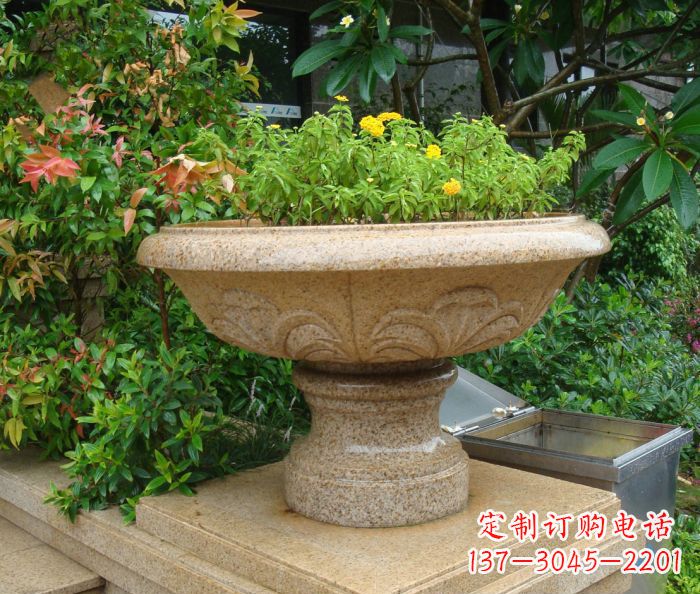 贵州公园景观砂岩花盆石雕 (3)