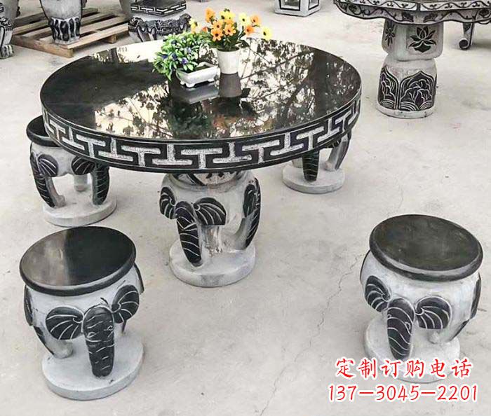 贵州公园景观圆形石桌凳