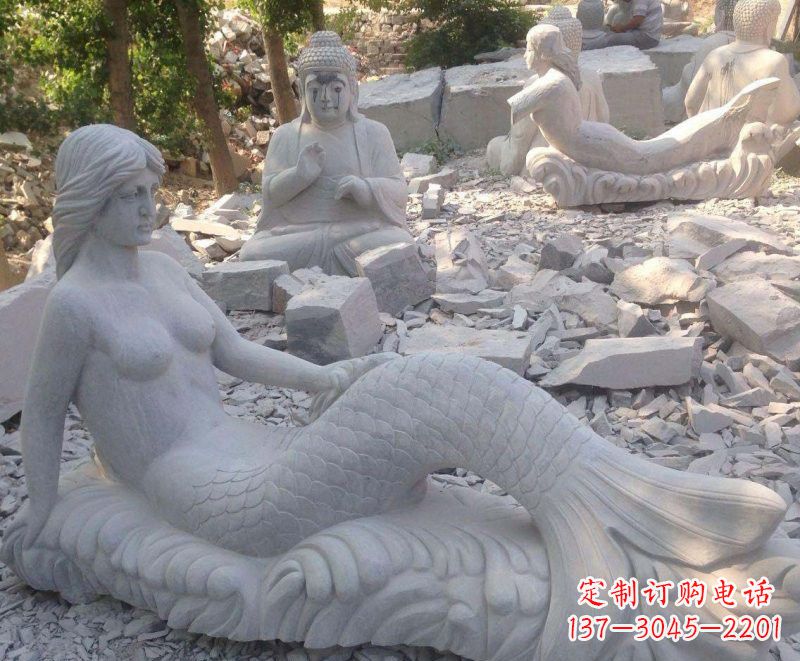 贵州艺术精美美人鱼石雕