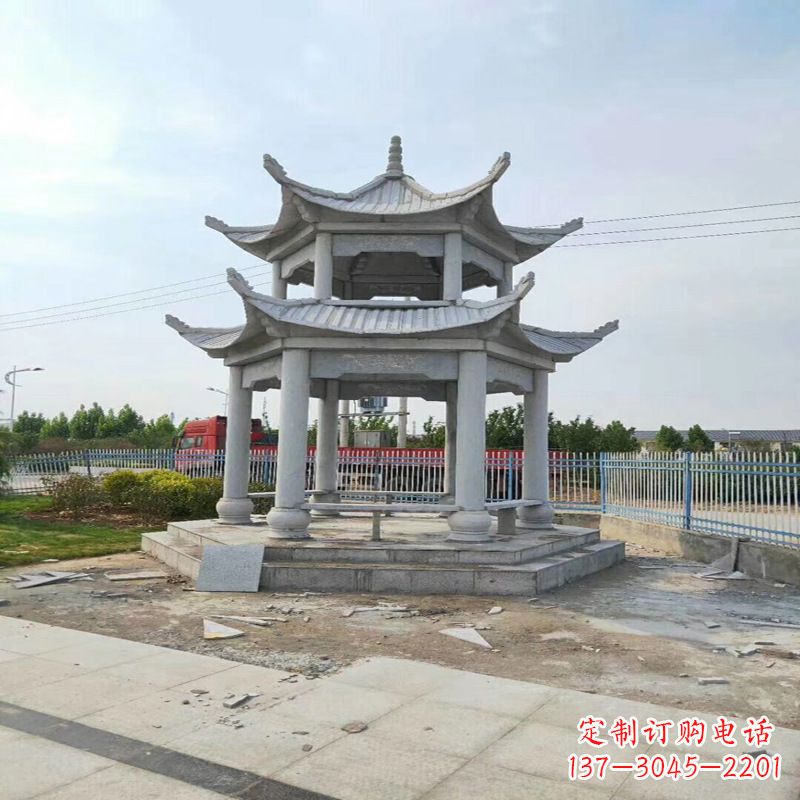 贵州中领雕塑-精美双层凉亭石雕