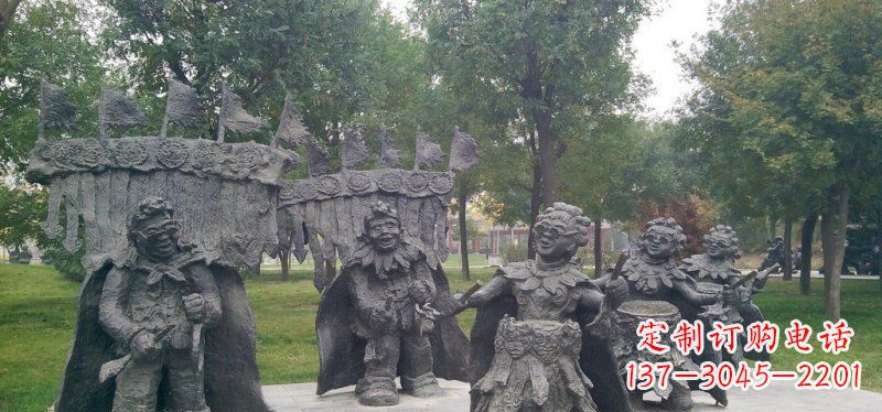 贵州领雕塑扭秧歌老人铜雕