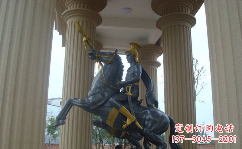 贵州公园骑马的罗马士兵人物铜雕