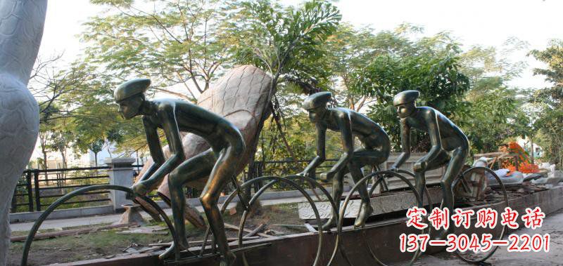 贵州精致铜雕自行车景观雕塑