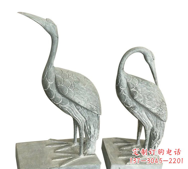 贵州完美纯手工雕刻青石仿古丹顶鹤石雕