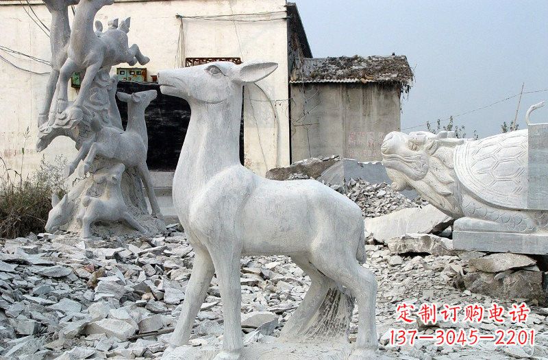 贵州青石仿古小鹿雕塑,精美优雅