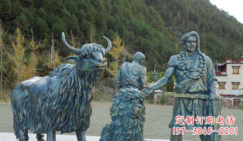 贵州中领雕塑定制牦牛景观铜雕